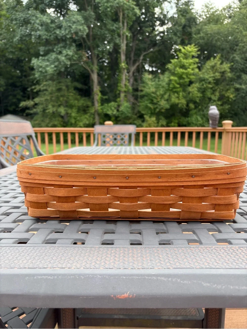 Longaberger Handwoven Rectangular Basket with plastic liner